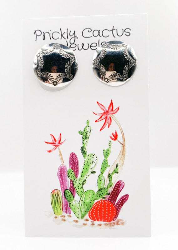 Prickly Cactus Earrings Domed Concho Post Earrings Product Tag
