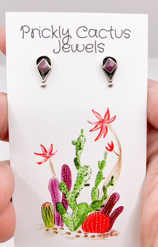Prickly Cactus Earrings Lepidolite Dainty Turquoise Inlay Earrings Product Tag