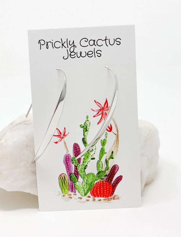 Prickly Cactus Earrings Silver Leaf Blade Earrings Product Tag