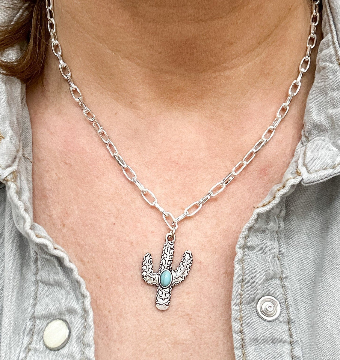 Cactus Pendant Necklace Prickly Cactus Jewels