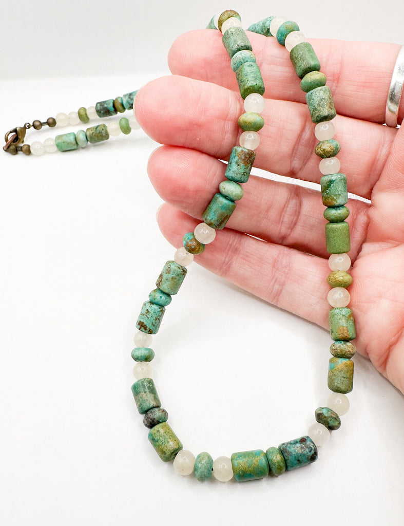 Prickly Cactus Necklace Green Turquoise Beaded Necklace - Men's Product Tag
