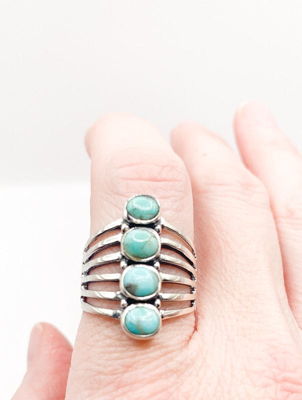 Prickly Cactus Ring 4-Stack Turquoise Ring Product Tag