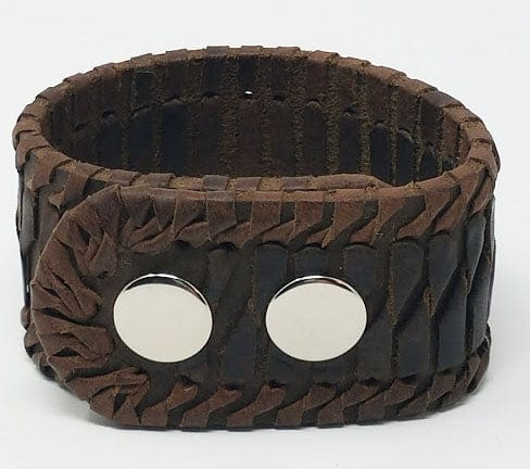 Prickly Cactus Bracelet 7" wrist Twisted Design Leather Cuff Product Tag