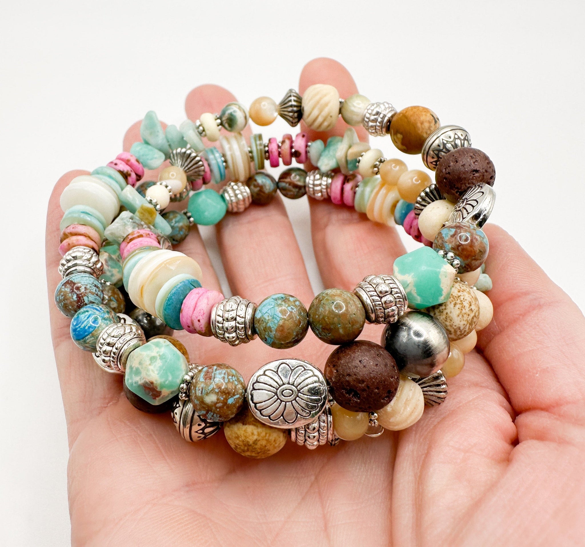 Gemstone Wrap Bracelet Prickly Cactus Jewels