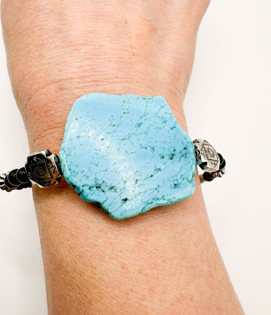 Prickly Cactus Bracelet Turquoise Slab Bracelet Product Tag