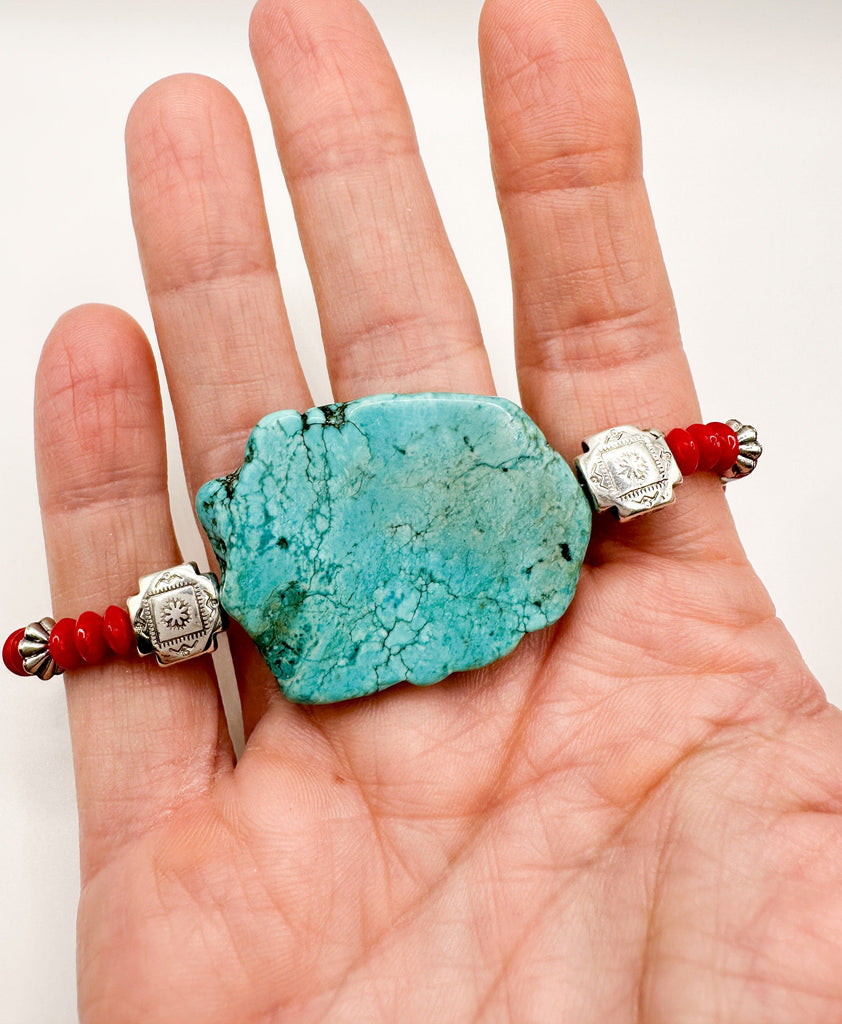 Prickly Cactus Bracelet Turquoise Slab Bracelet Product Tag