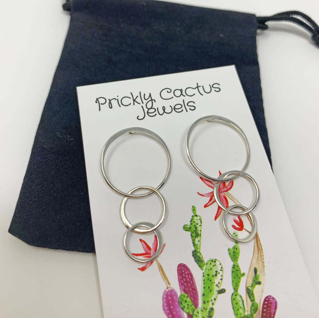 Prickly Cactus Earrings Circle Post Earrings Product Tag