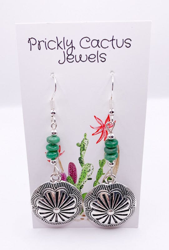 Prickly Cactus Earrings Concho & Turquoise Earrings Product Tag