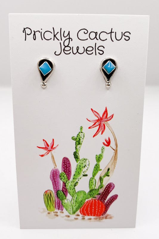 Prickly Cactus Earrings Dainty Turquoise Inlay Earrings Product Tag