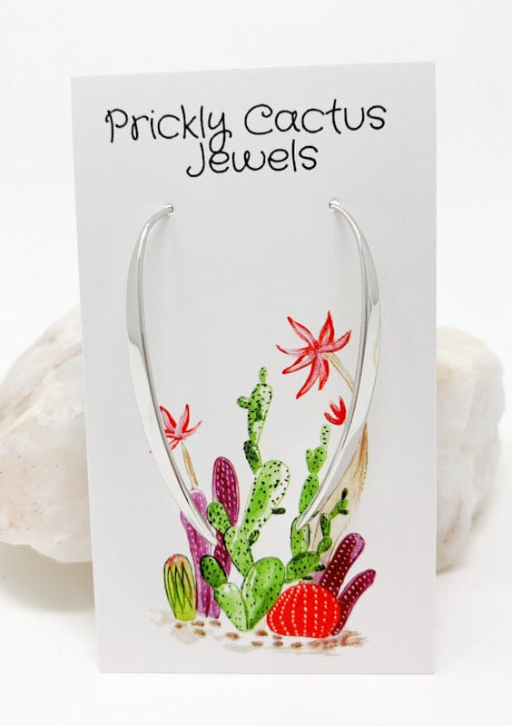Prickly Cactus Earrings Silver Leaf Blade Earrings Product Tag