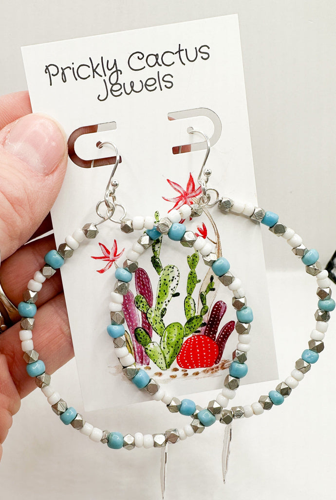 Prickly Cactus Earrings Silver Lining Hoops Product Tag