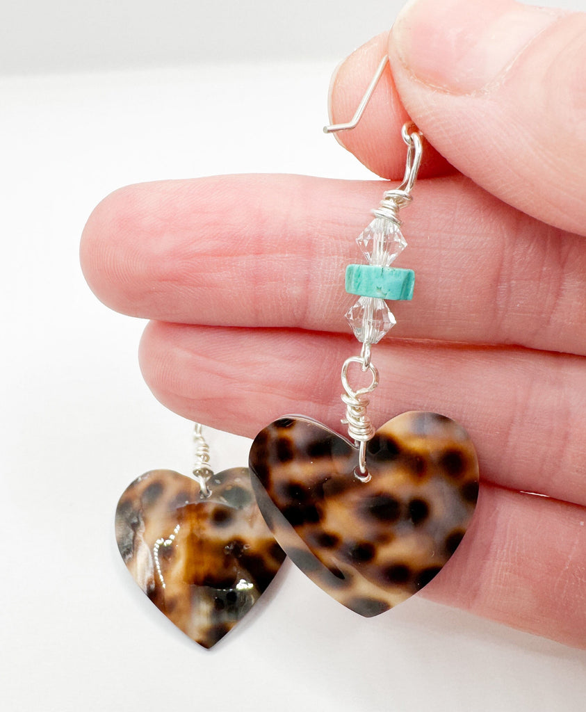 Prickly Cactus Heart Tiger Cowrie Dangles Product Tag