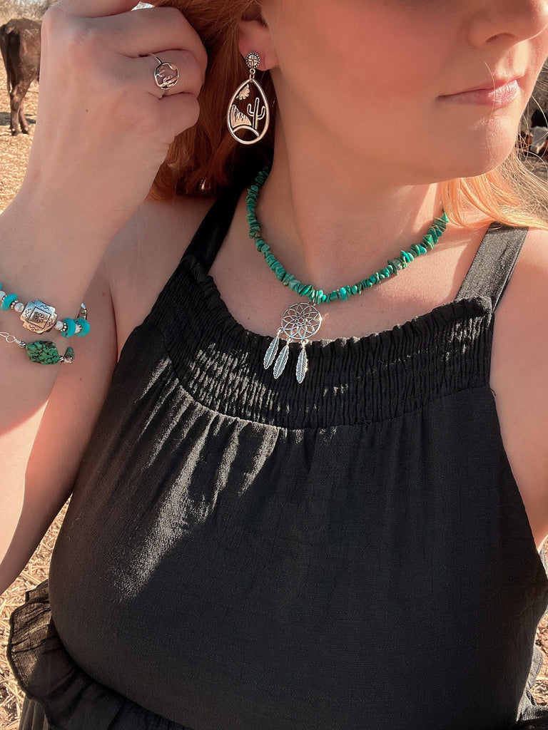 Prickly Cactus Necklace Comanche Blue Necklace Product Tag