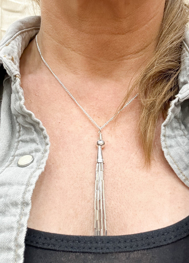 Prickly Cactus Necklace Silver Tassel Necklace Product Tag