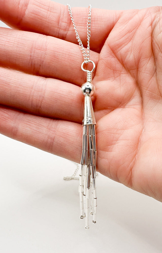 Prickly Cactus Necklace Silver Tassel Necklace Product Tag
