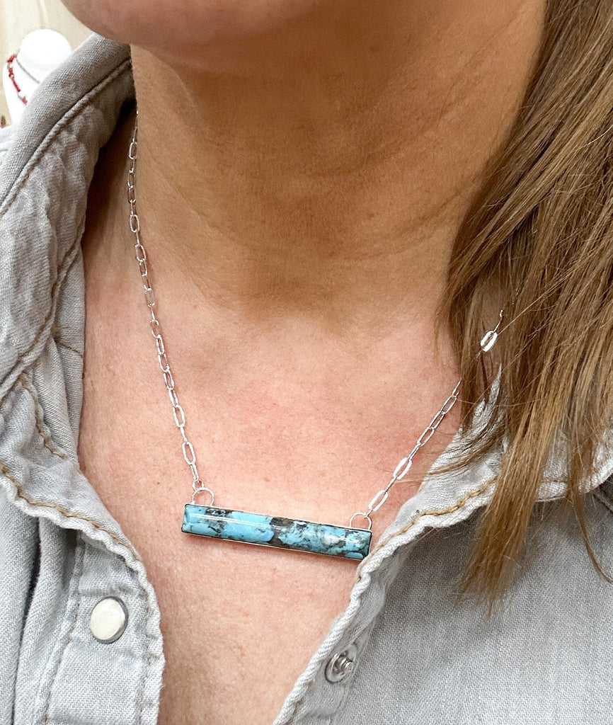 Prickly Cactus Necklace Turquoise Bar Necklace Product Tag