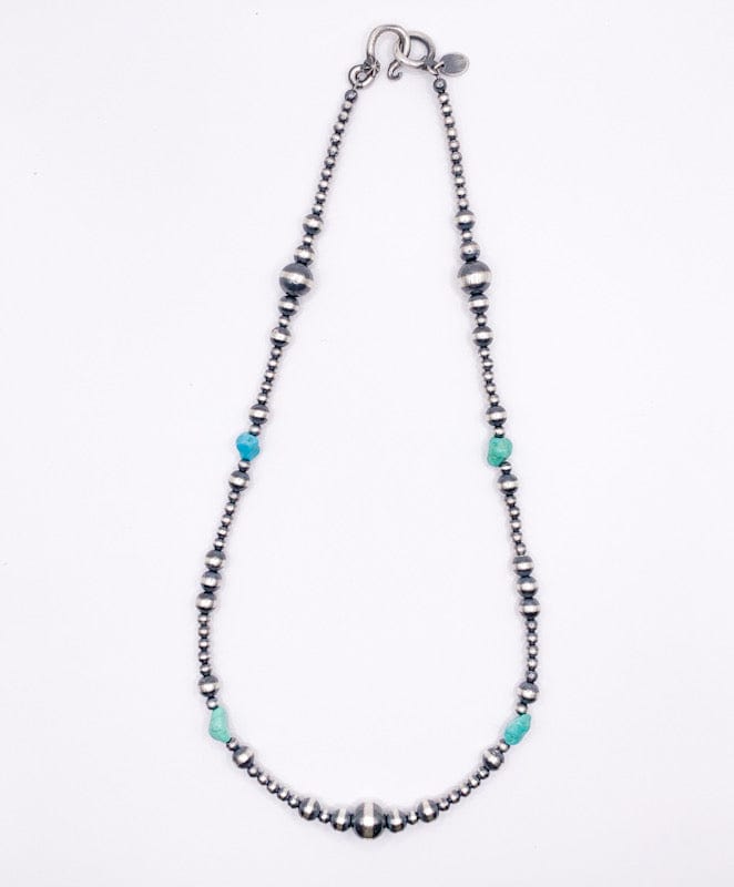 Prickly Cactus Necklace Turquoise & Navajo Pearl Necklace 16" Product Tag