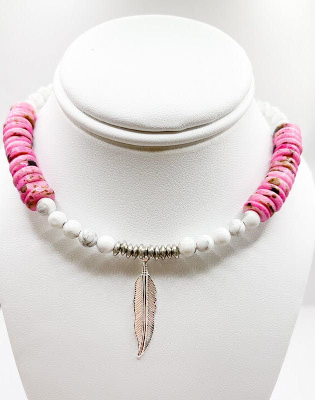 Prickly Cactus Necklace With Feather Pink Dreams Choker Product Tag