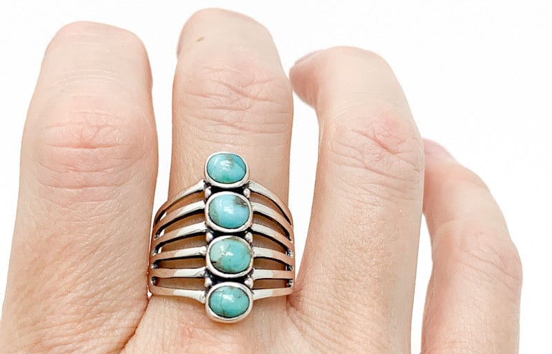 Prickly Cactus Ring 10 4-Stack Turquoise Ring Product Tag