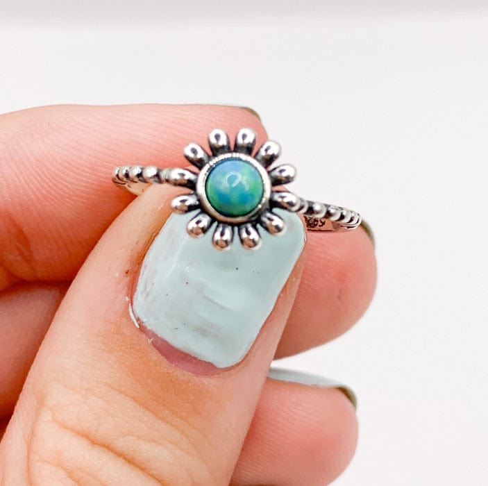 Prickly Cactus Ring 6 Turquoise Flower Ring Product Tag