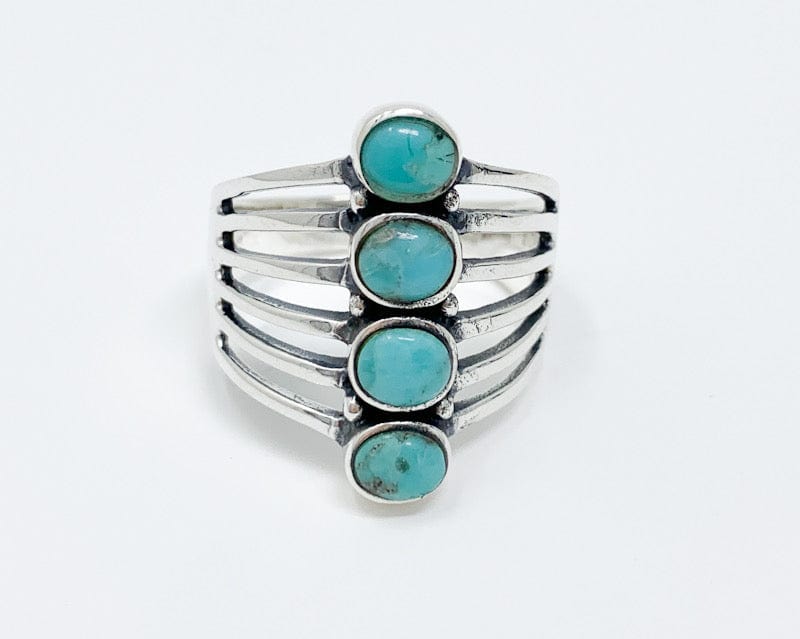 Prickly Cactus Ring 7 4-Stack Turquoise Ring Product Tag