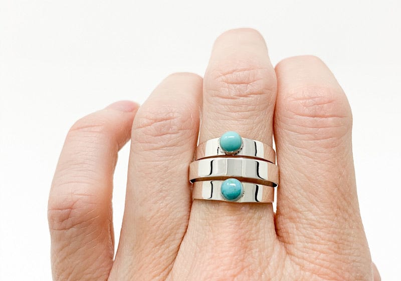 Prickly Cactus Ring 7 Turquoise 2 Stone Ring Product Tag